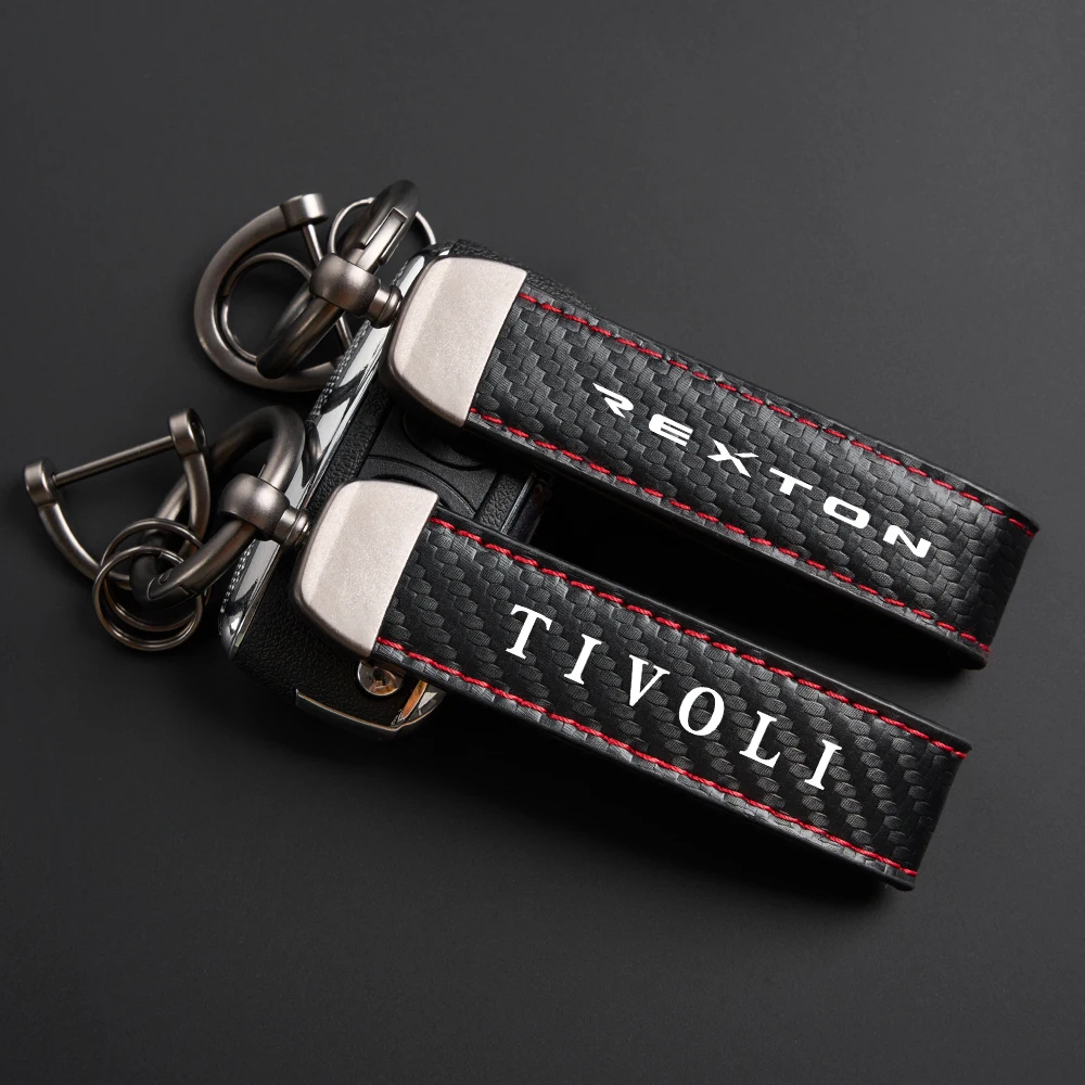 Car High-Grade Leather Keychain Auto Accessories For Ssangyong Korando Kyron Musso Rexton Tivoli Actyon Car Accessories