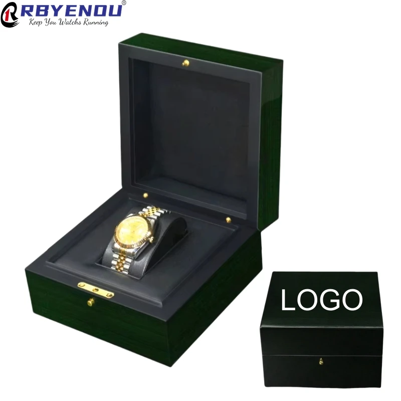 Piano Lacquer Wood Grain Green Watch Box Customizable Logo Case Luxury Packing Storage Display Box Personalized Brand Production