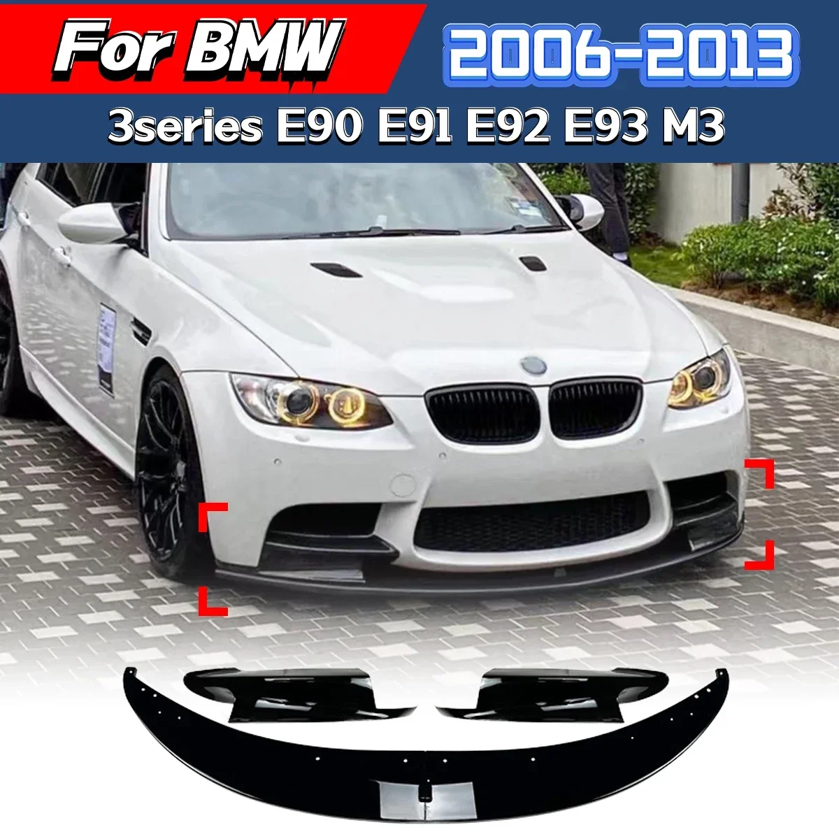 

For BMW 3 Series E90 E92 E93 M3 2007 2008 2009 2010 2011 2012 2013 Front Bumper Spoiler Lip Splitter Blade Front Shovel Body Kit