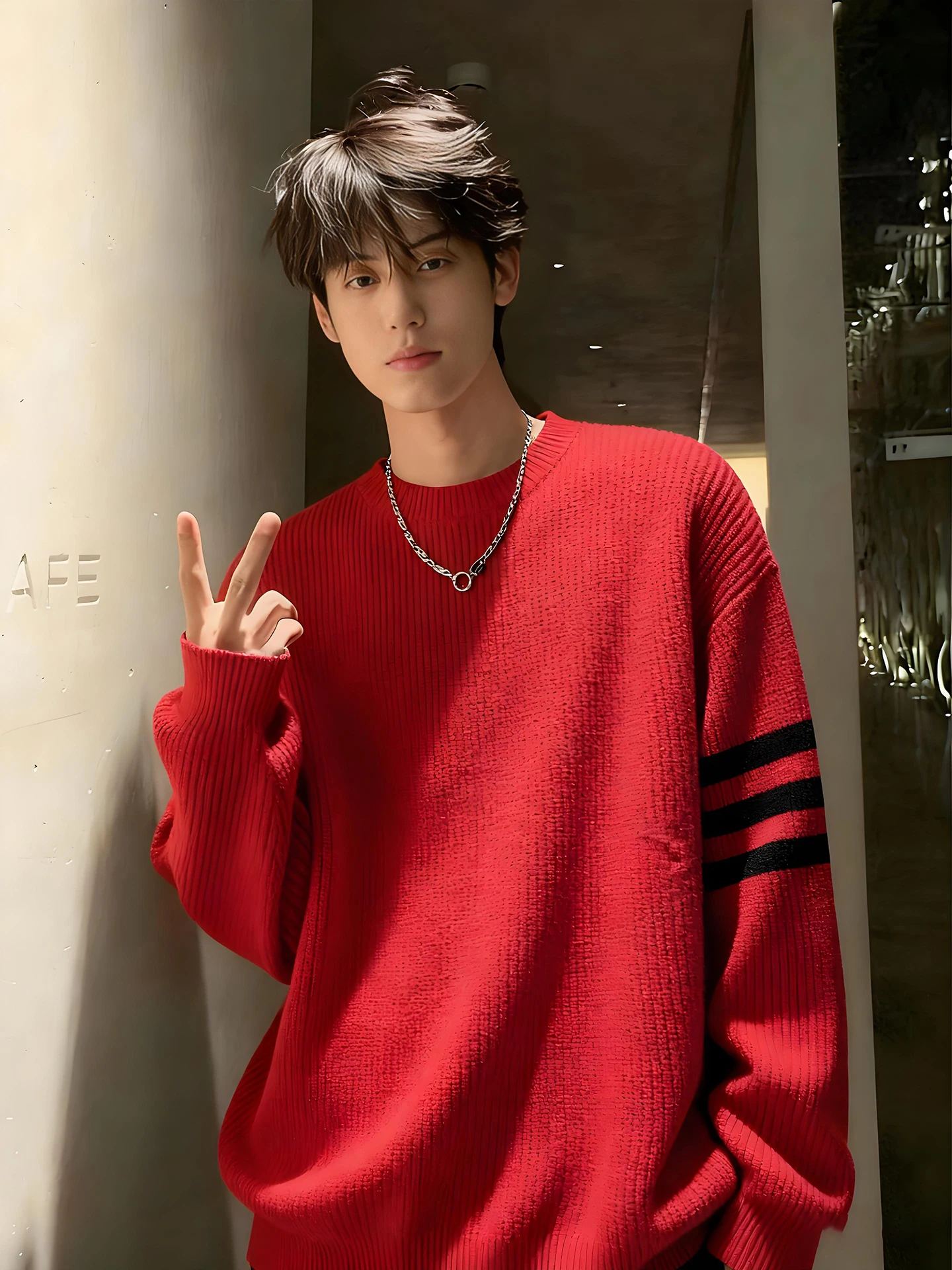 Casual Knitted Men's Sweater Long Sleeve round Neck Striped Leisure Style Winter Warm Top Japanese Lazy Style Inner Wear Base...
