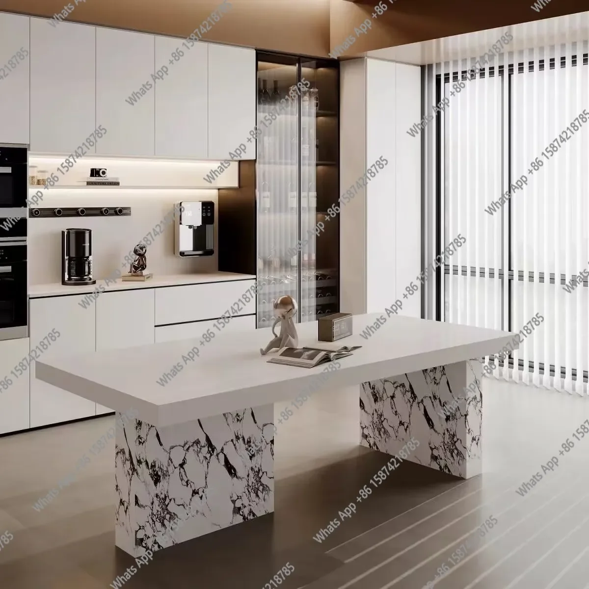 

J Italian Pure White Rock Slab Dining Table And Chair Combination Minimalist Style Small Apartment Modern Simple Rectangular