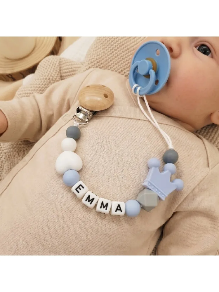 Attache-tétine personnalisée 2026 avec nom, en silicone, couronne, support de dentition pour bébé, sans BPA, chaîne de sucette infantile, cadeau