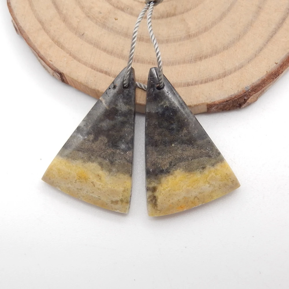 Natural Bumble Bee Stone Triangle Earrings For Women,Simple Fashion Handmade DIY Jewelry Gemstone