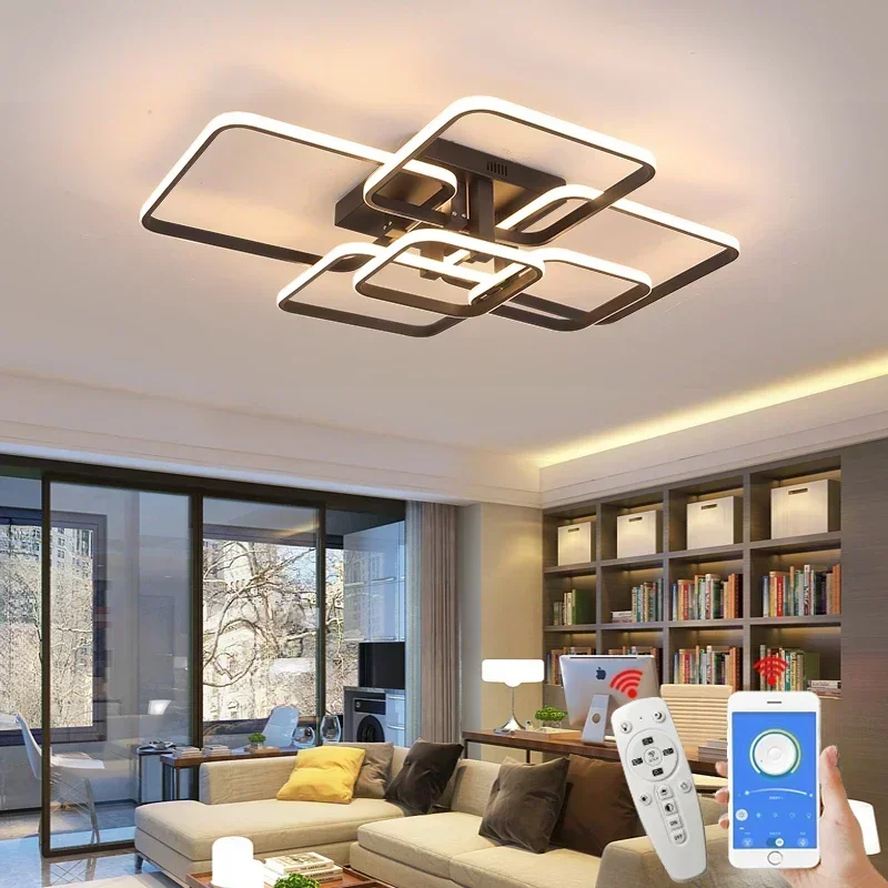 LED Ceiling Light Rectangle Acrylic Aluminum White/Black Lamp Fixtures for Living Room Bedroom - Energy Efficient Lighting