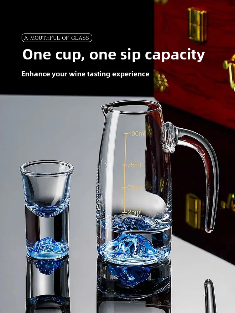 Creative Crystal White Wine Cup Set Luxury Mountain Iceberg Dividing Pouring Tool Chinese Style Handmade Glass Drinking Set