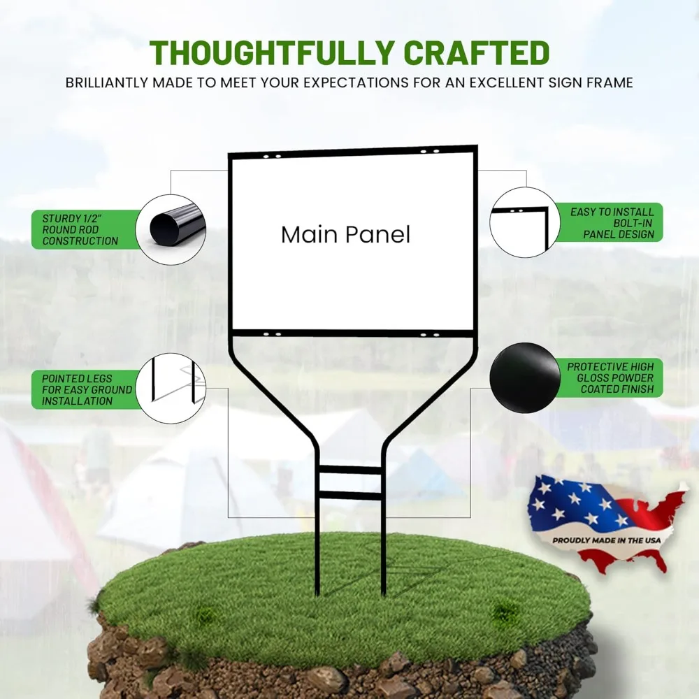 

Metal Yard Sign Frame 18x24 Pack of 3, Steel Banjo Stake for Real Estate Open House Signs