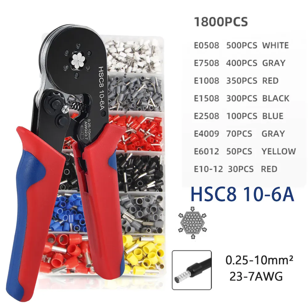 Crimping Pliers Tubular Terminal Hand Tools HSC8 6-4A Electrical Mini compression Wire crimper plier set