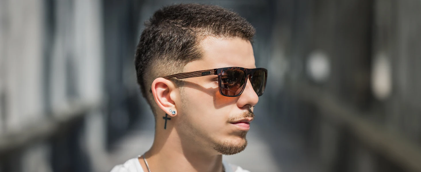 ZENOTTIC Retro-Sonnenbrille, quadratisch, polarisiert, für Herren, leicht, TR90-Rahmen, UV400-Schutz, modische Sonnenbrille, ZS3209 – Detail 3