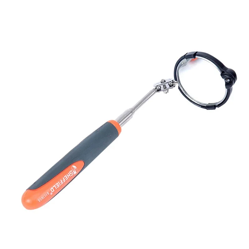 Car Accessories Telescopic Inspection Mirror Cars Round Retractable 360° Mirror Extending Repair Tool Auto LED Light