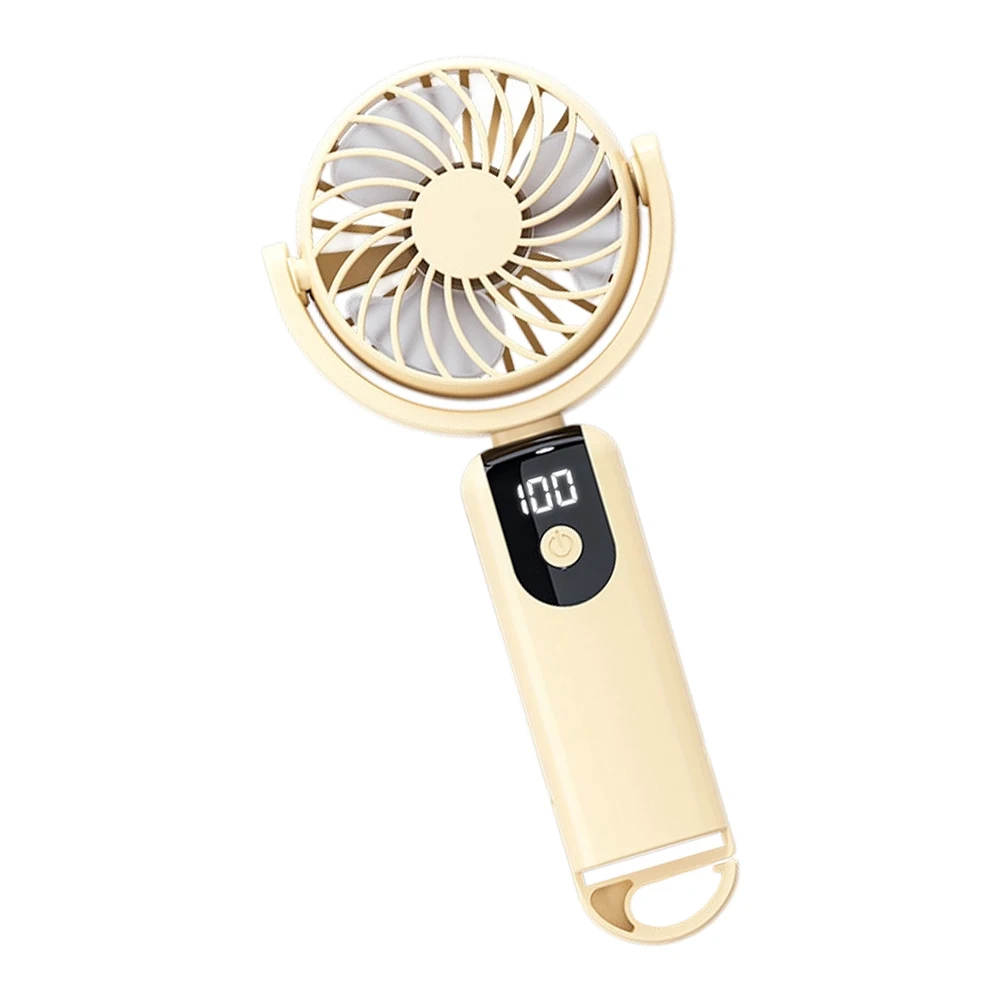Portable Handheld Fan 100 Level Wind Digital Display Small Desk Fan With Buckle For Outdoor Hiking And Dormitory Use