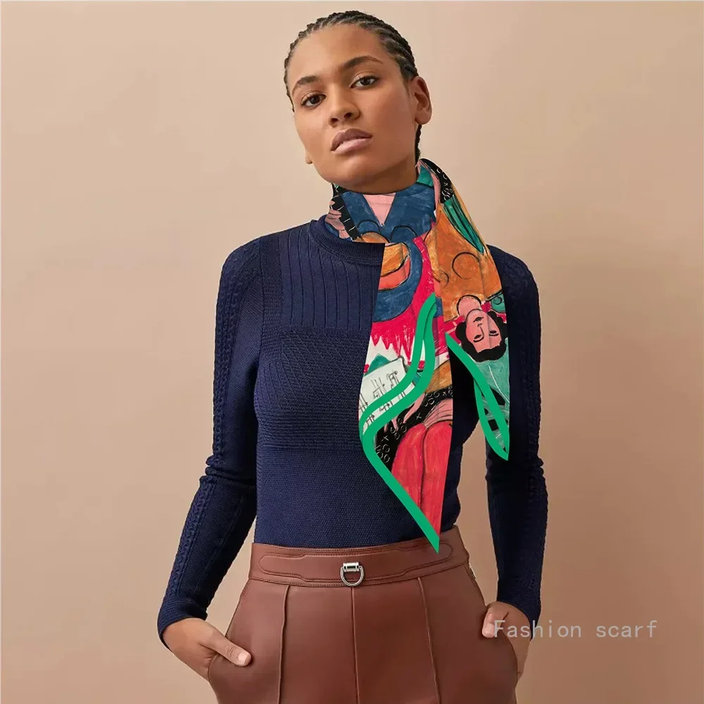 1PCFrench 90cm Matisse Oil Painting Music Fashion Shawl Large Square Scarf Headscarf Scarf Decorative Painting Wholesale