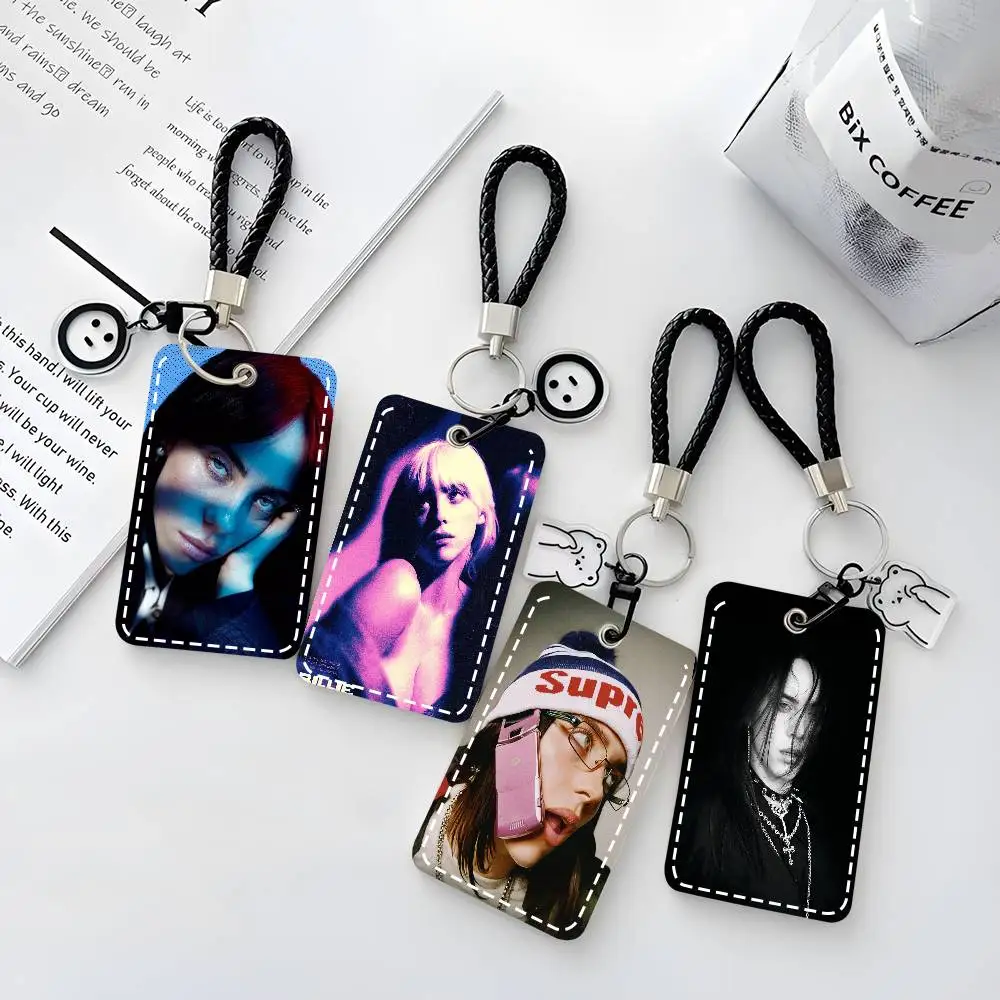 

American Pop Singer B-Billiees Album Card Case Keychain Access Card Bag Key Tag Ring Leather Card Holder Key Ring Access