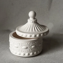 Vintage Carving Jar Clay Silicone Molds DIY Storage Box Gypsum Plaster Resin Mold Candle Jewelry Organizer Making Mould