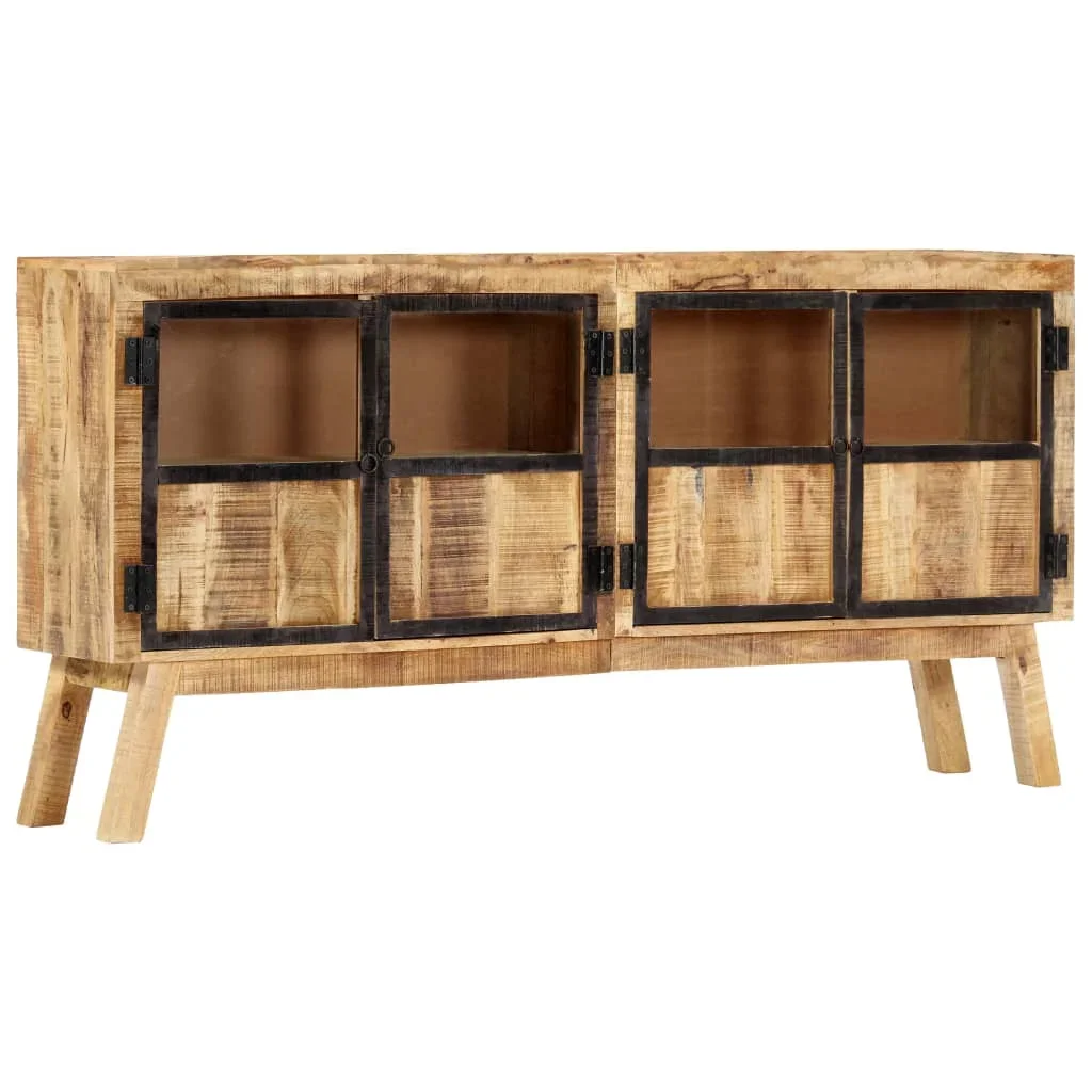 Brown/Black Buffet And 160X30x80 Cm Raw Solid Mango Wood
