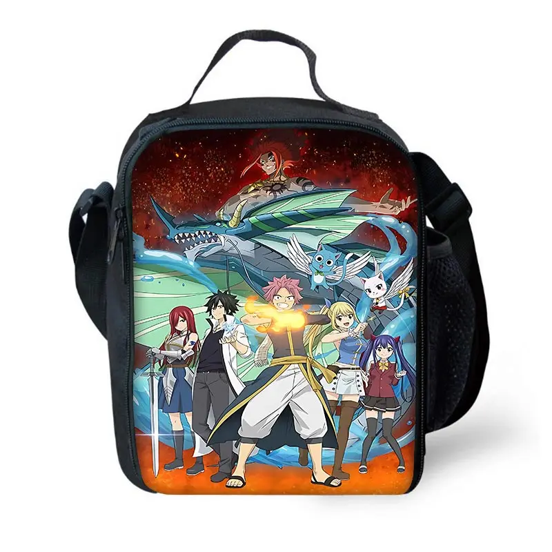 Anime Fairy Tail Cartoon Child Insulated Capacity Bag for Boy Girl Student Outdoor Picnic Resuable Thermal Cooler Lunch Box