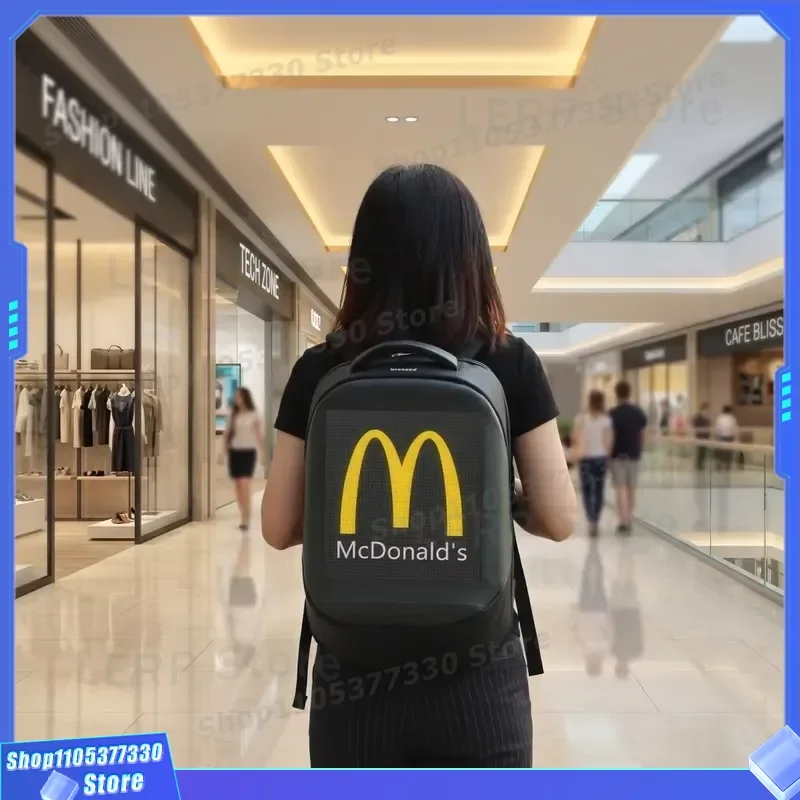 1080P LED Backpack Screen with Bluetooth App Control 1000cd Brightness IP54 Waterproof Programmable Advertising Display for