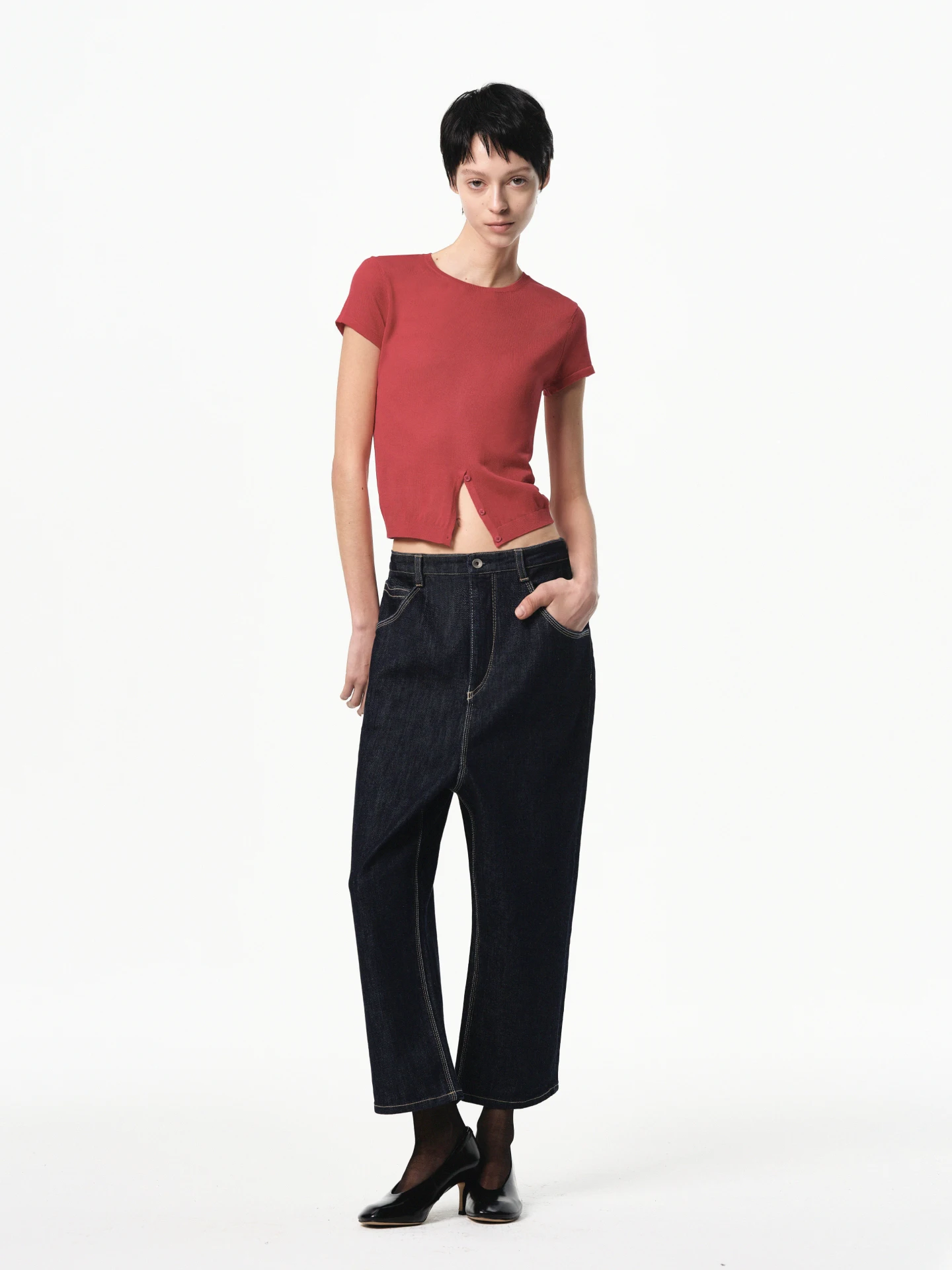 

Rarely Alike Elegant Bohemian 01 Original Jeans Cotton Straight Leg mid Rise Zipper Pure Color Summer Ladies Jeans