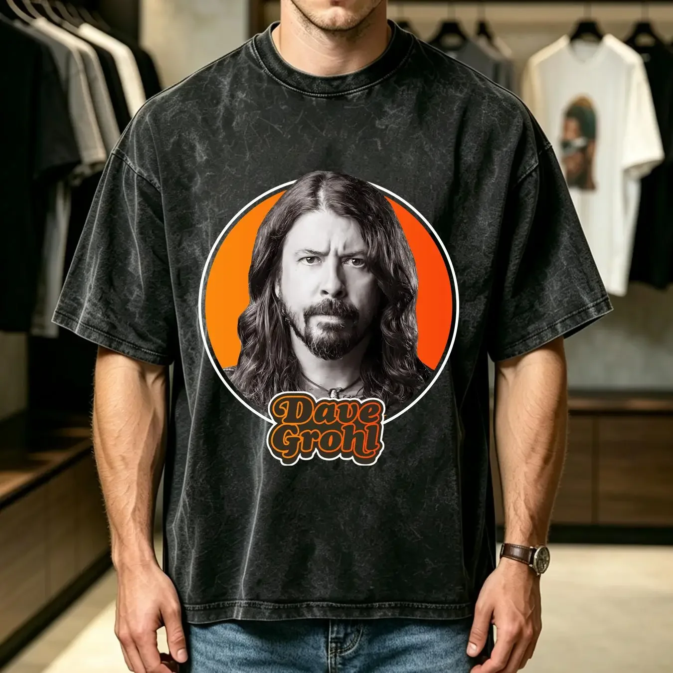 washed T Shirt Dave Grohl 90s Vintage Style Music Fan Retro S 5XL  vintage Washed Casual streetwear Top For Everyday Wear
