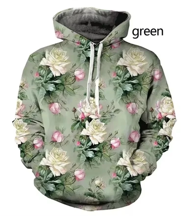 3D Oil Paiting Flower Pattern Printing Men's Hoodies Casual Vintage Male Hooded Sweatshirts Spring New Wholesale Pullovertops