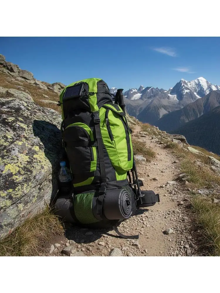 XXL 75 L Trekkingrucksack in Schwarz und Grün. Outdoor-Rucksäcke eignen sich zum Klettern, Wandern und Reisen.