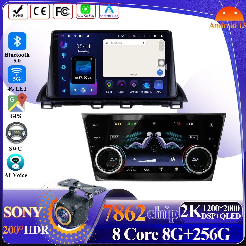 

Wireless Android CarPlay For Mazda 3 Axela 2014-2019 Car Radio Multimedia Video Player GPS Navigation 5G Wifi USB Touch Display