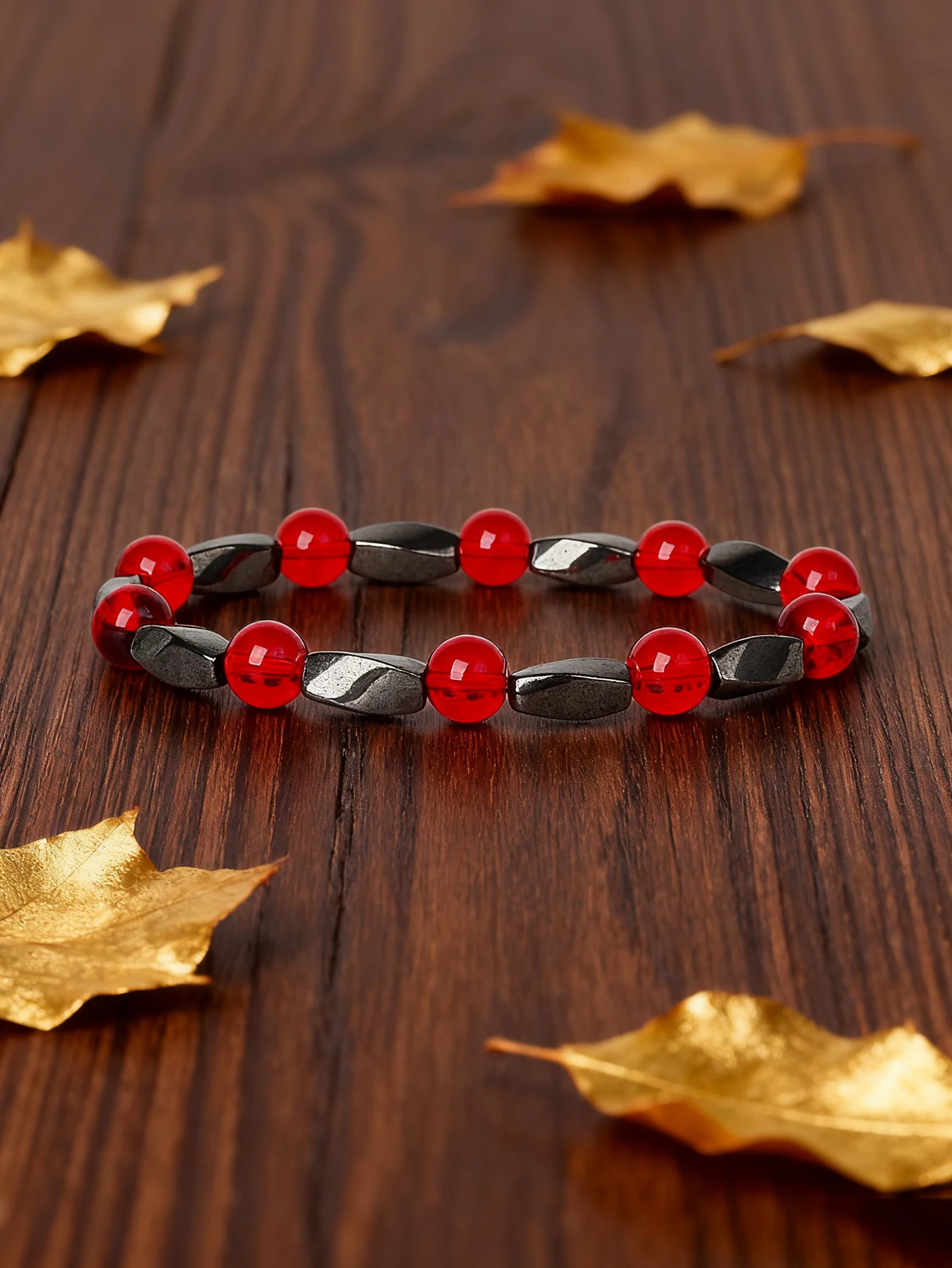 Twisted Hematite & Red Crystal Beads Bracelet Natural Stone Healing Energy Reiki Charm for Protection Grounding Vitality Jewelry