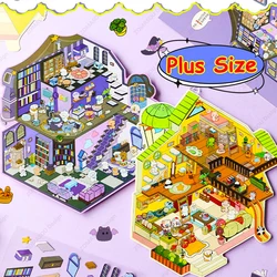 New Plus Size 3D Diy Landscape Stickers Magic Palace&Mobile Castle  Scene Cabin Sticker Festival Birthday Gift for Student Child