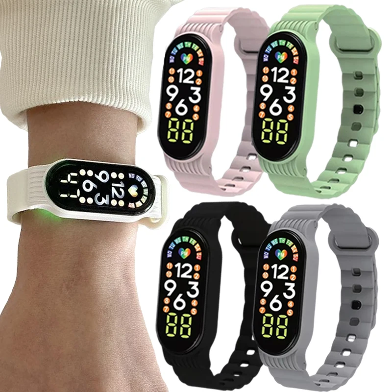 

Men's Sports Watches Couple Waterproof Led Digital Watch Ultra-light Silicone Strap Women Student Electronics LED WristWatch