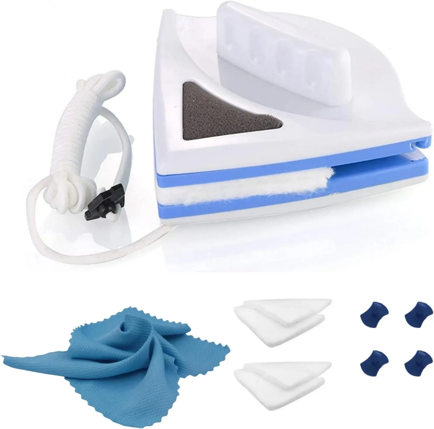 

Двусторонний магнитный очиститель окон - инструмент для мытья стекол с микрофибровой салфеткой (синий) для высотных зданий