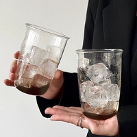 INS Stripe Cold Coffee Mug Creative Glass Cups Ice Juice Cocktail Drinking Cup Glass Drinkware Water Bottle Home Accessories