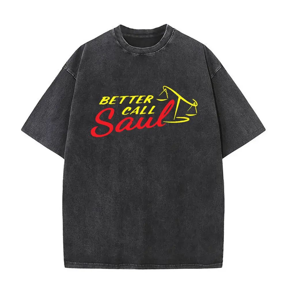 

Hot Sale Better Call Saul Vintage Washed T-shirt Heisenberg TV Breaking Bad T Shirts Men Women Retro Cotton Oversized T-shirts