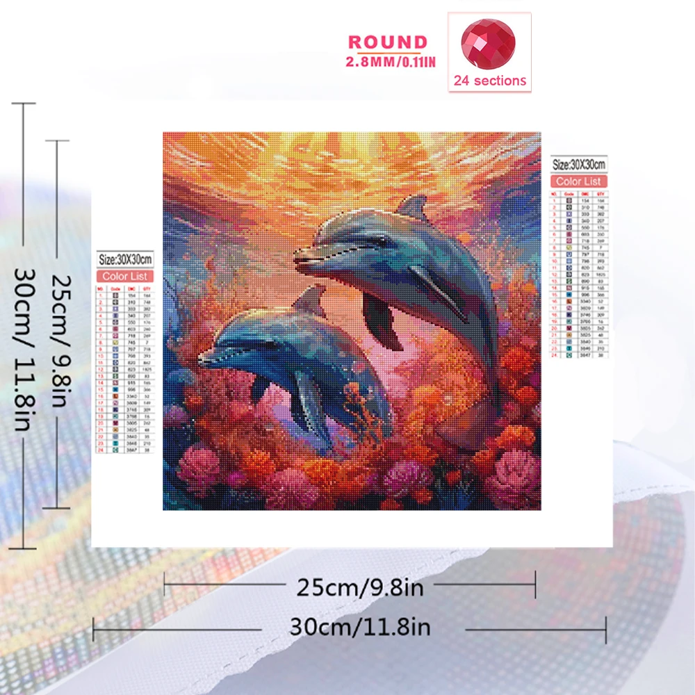 Momoart Dolphin Diamond Mosaic Animal Picture Rhinestones DIY New Arrival Diamond Painting Suitable for Beginners Unique Gift
