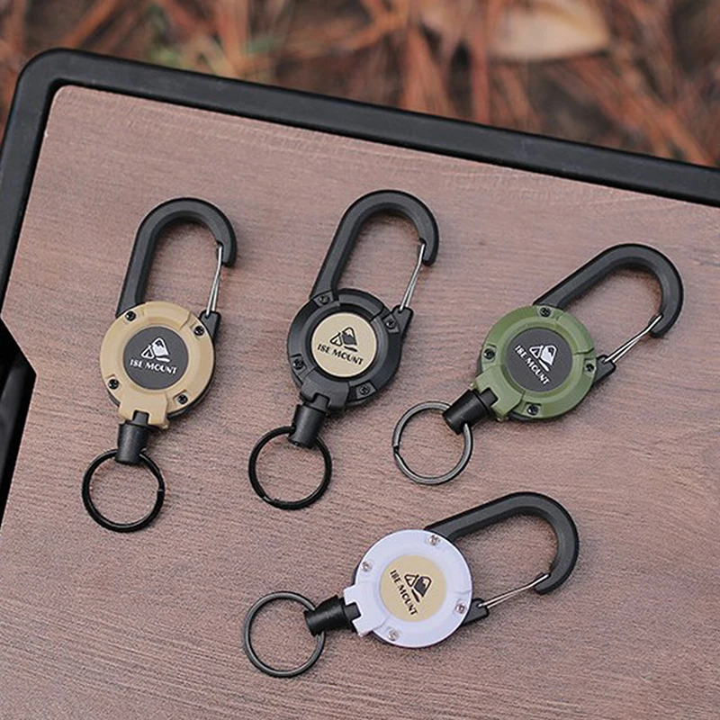 1PCS New Anti-theft Metal Easy-to-pull Buckle Rope Elastic Keychain Anti Lost Ski Pass ID Card Retractable Key Ring