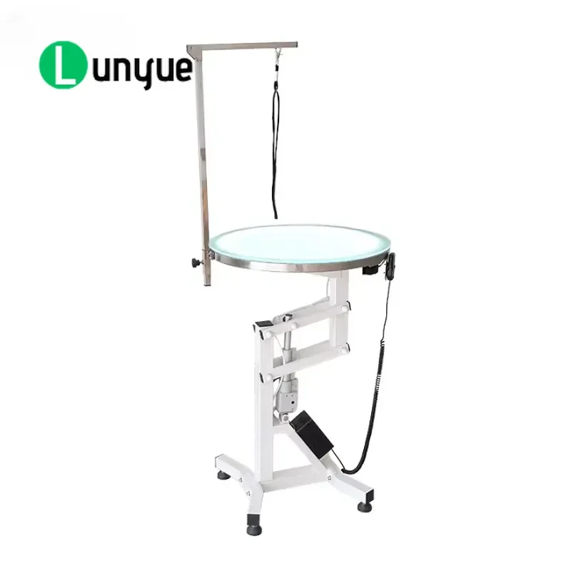 Pet Grooming Table Round Furniture with LED Light Professional Dog Cat Bathing Station Adjustable Height Non Slip