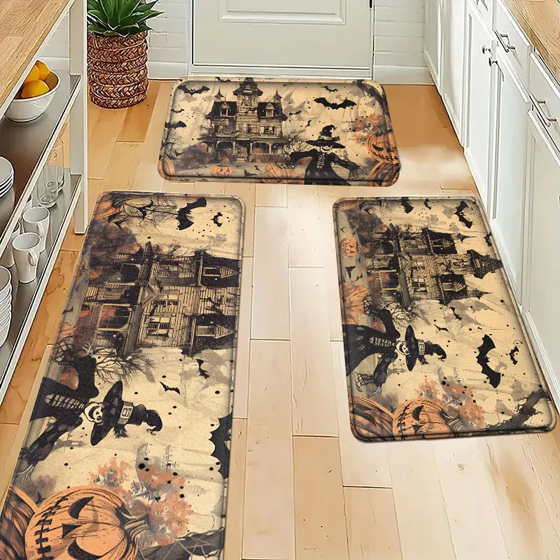 

Halloween Witch Skeleton Scarecrow Shaped Doormat Anti-slip Bathroom Mat Halloween Party Decoration Halloween Welcome Door Mat