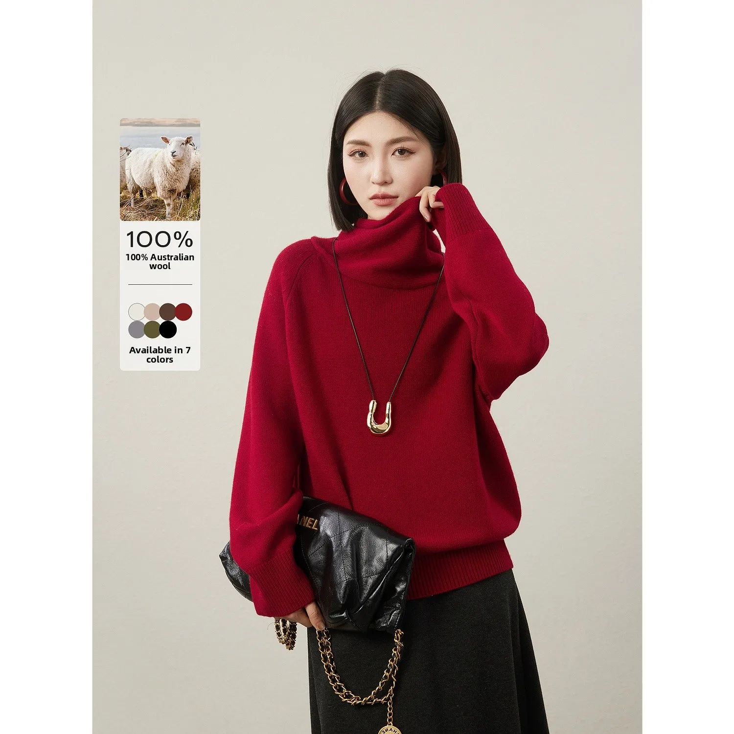 

Матовый шерстяной свитер с высоким воротником, свободный крой, облачный Ele Rowwind, красивый шерстяной трикотаж для женщин от MIJOR