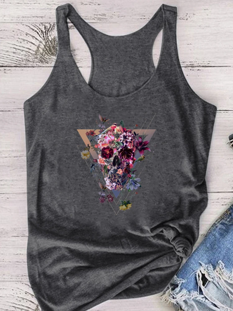 Seeyoushy Butterfly Skull Print Funny Womens Tank Top New Summer Loose Tank Tops Sleeveless Femme T-shirt Ropa Mujer Verano 2023