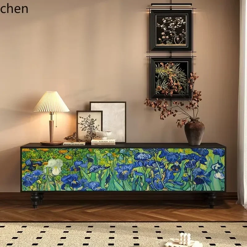 GZ-1  Solid Wood Retro TV Cabinet Storage Integrated Painted Living Room Bedroom Display Cabinet Floor Cabinet