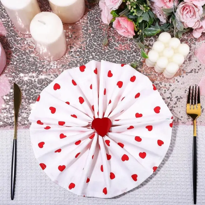 6pcs Heart Napkin Rings Set Elegant Heart Napkin Rings Accent For Adding Romance To Your Dining Table KXRE