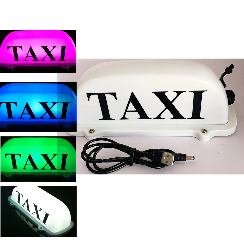 Car Top LED Blue Grenn Pink White Taxi Doom Light Roof with Magnetic Base Waterproof  USB Rechargeable Battery