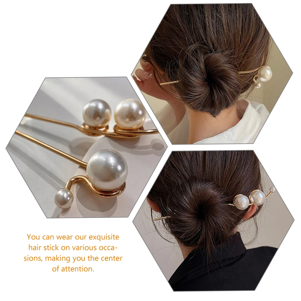 

2pcs Pearl Hairpin Sticks for Long Styling Accessories Women Chopsticks Bride Pearl Pin Chinese Accessories Women Hair Sticks
