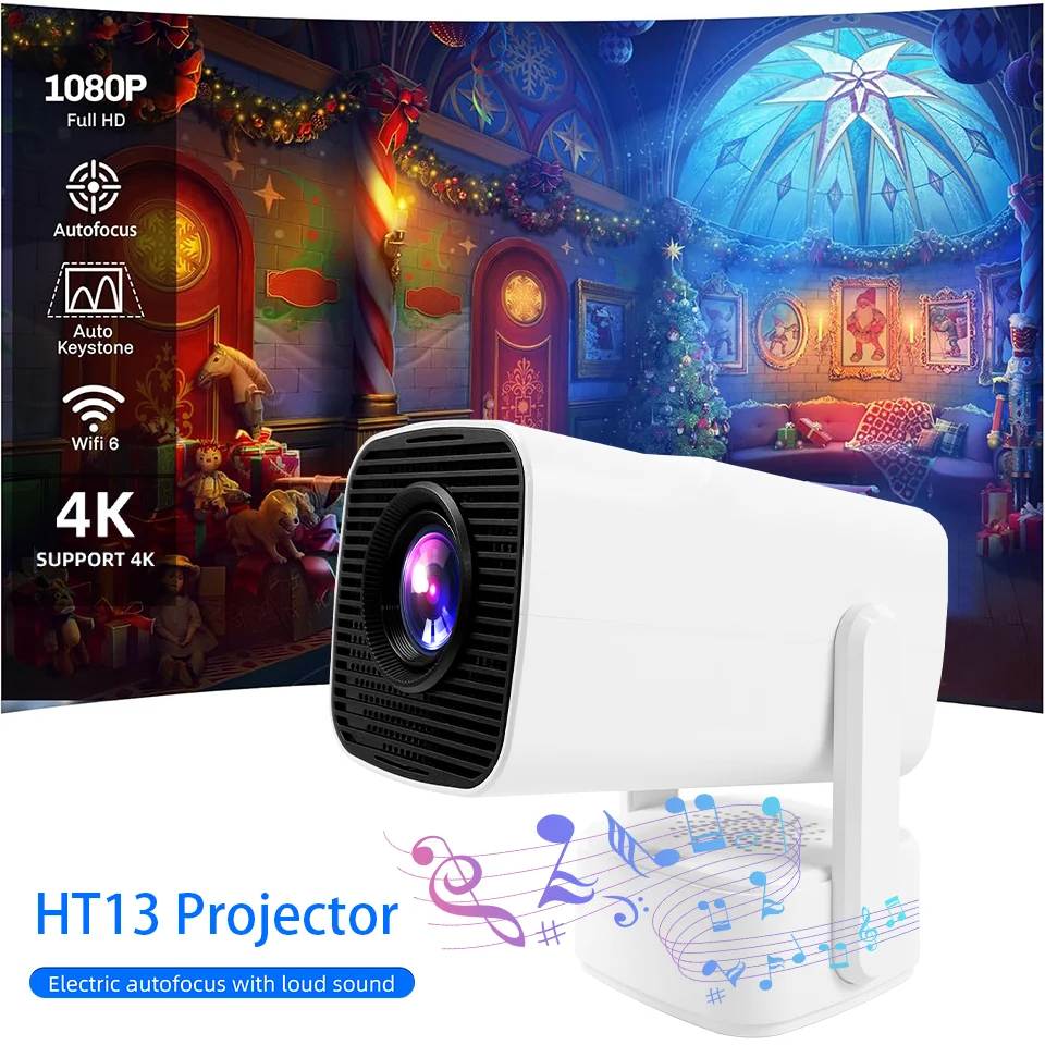 

Проектор KaiAqua 4K с Android 11, портативный, 1080P*720, автофокус, 390 ANSI, для домашнего кинотеатра и использования на улице, HD-проектор для Xiaomi