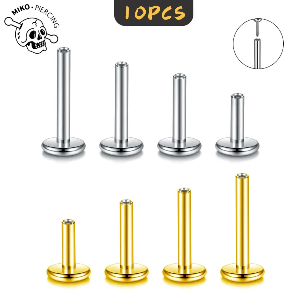 MIKO G23 Titanium Threadless Labret Rod Piercing Push In Stud Cartilage Flatback Nose Stud Piercing Body Jewelry