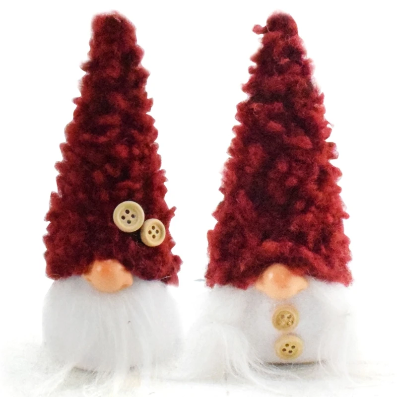 

Set of 2 Christmas Plush Decorations Gnomes Shaped Figurine Window Adorment