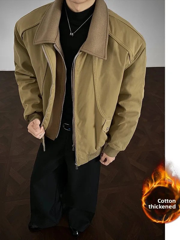 

Мужская зимняя утепленная куртка из хлопка свободного кроя, с длинными рукавами, на молнии, из полиэфирного волокна, модная рабочая одежда