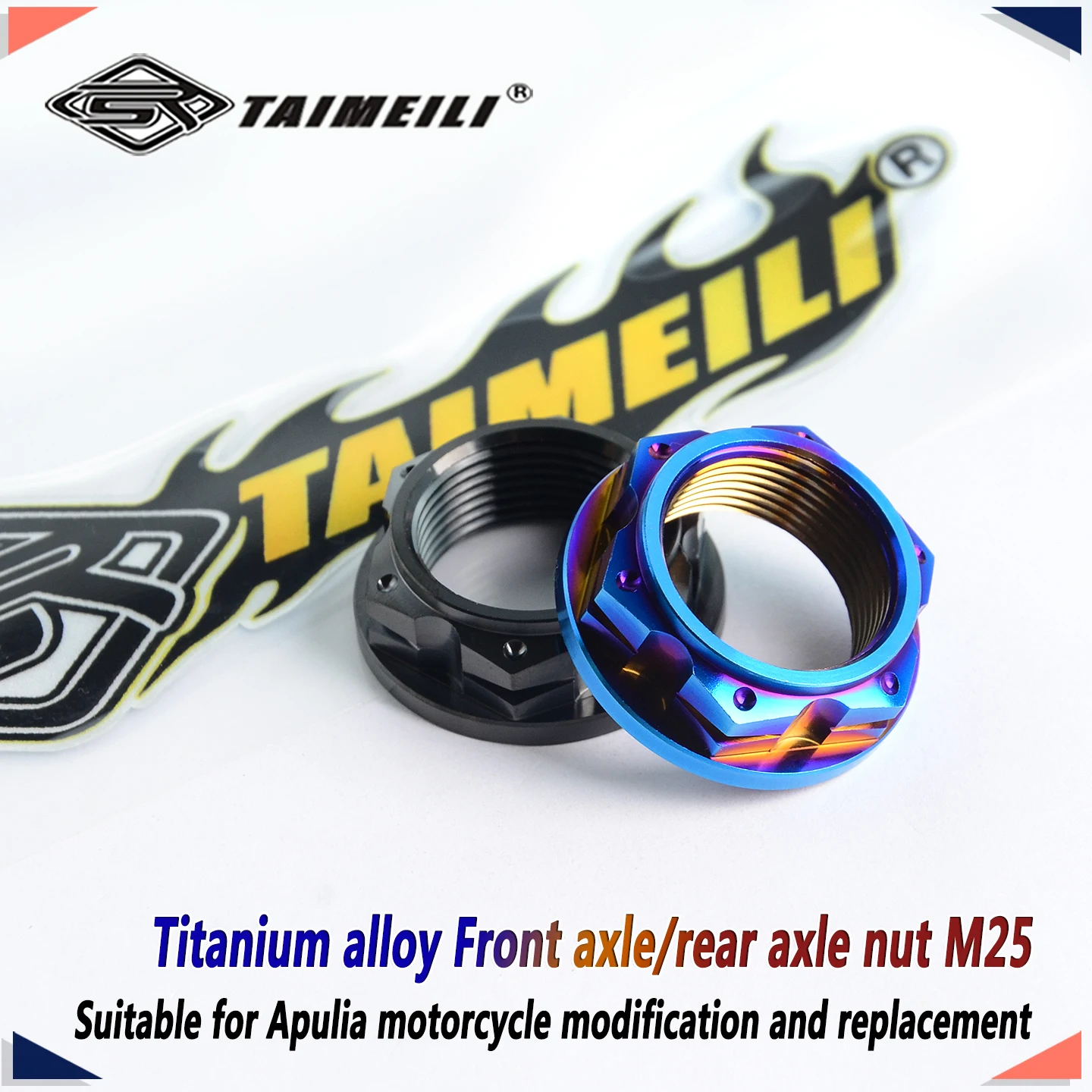 TAIMEILI Titanium Alloy Rear Front Axle/Rear Axle Nut M25 Fit For Apulia RSV4 Models Motorcycle Mod Replacement Fastener 1Pcs