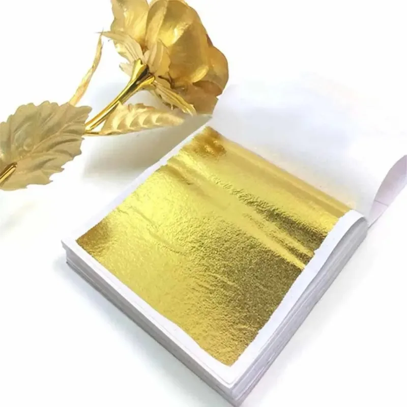 100Sheets 10 Colors Mixed Imitation Gold Foil Paper Leaf Gilding DIY Art Craft Nail Birthday Party Wedding Cake Dessert Decor