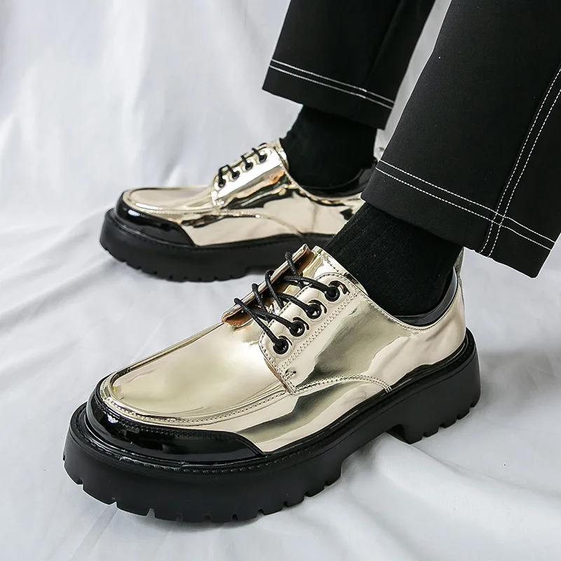

Luxury Casual Business Shoes Man Big Size 46 British Style Lace-up Men's Leather Shoes Platform Dress Shoes Man chaussures homme