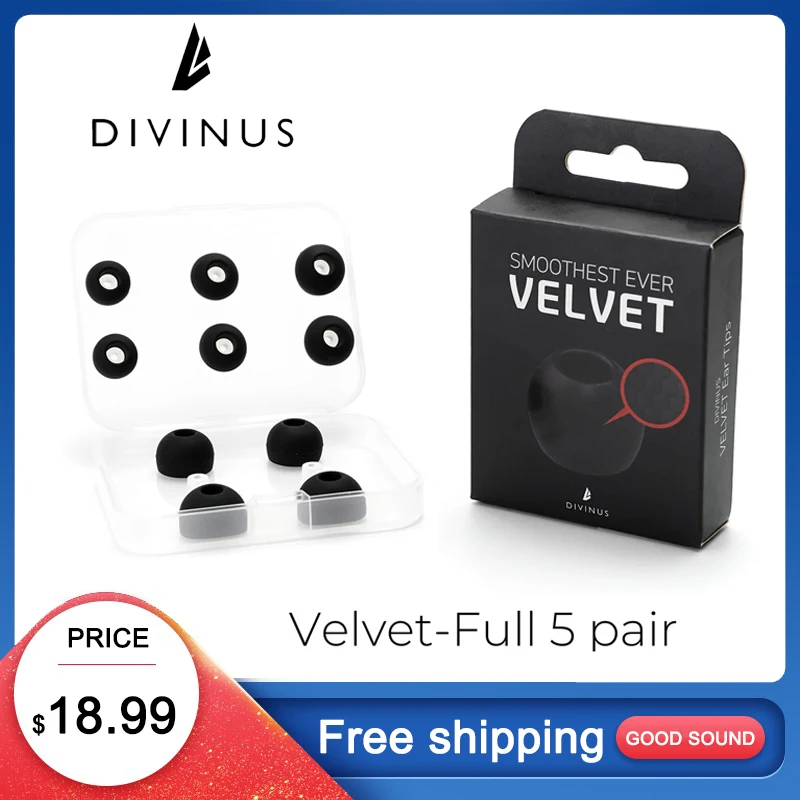 

Divinus Velvet Silicone Earphones Ear Tips for Nozzle Size 3-5mm, Soft Deeply Eartips For IEMs Earbuds AFUL Performer 5/8