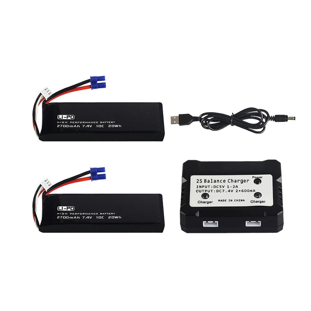 7.4V 2700mAh USB With USB Charger 3in1 Cable Set For H501S H501C H501A H501M X4 RC Quadcopter Parts Battery